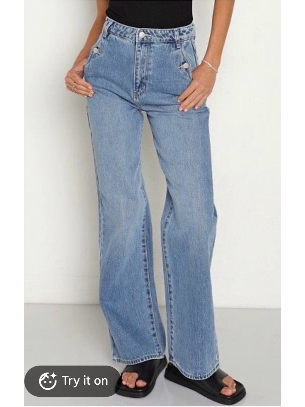 High-Rise Light Blue Wide Leg Jeans - Women